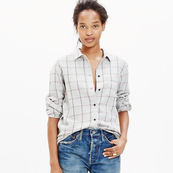 Madewell Tops - MADEWELL Slim Boyshirt in Slater Plaid Wool Blend Plaid Size S